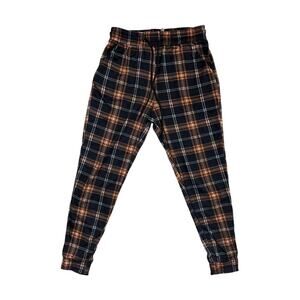 (NWOT) Shosho Black & Orange Plaid Jogger Pants | Soft Stretch Loungewear – S